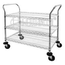 Mobile Chrome Wire Panel Storage Shelving Trolley